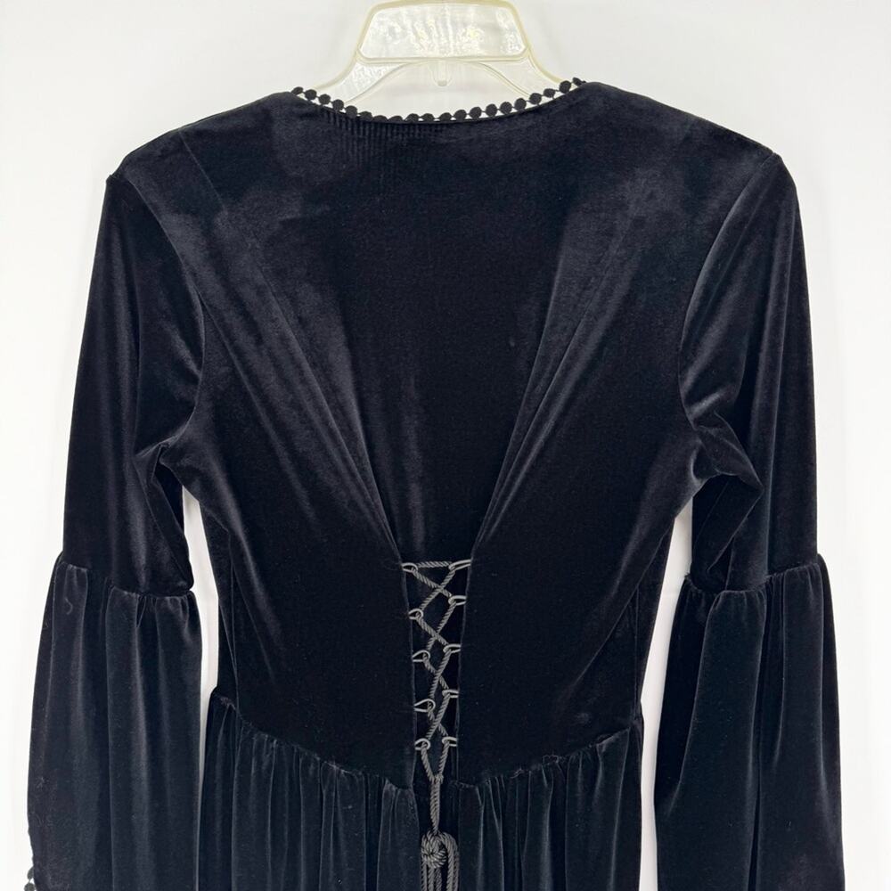 Jawbreaker Where Are My Runes Velvet Bell Sleeve Corset Back Dress Black Size L - Picture 13 of 16